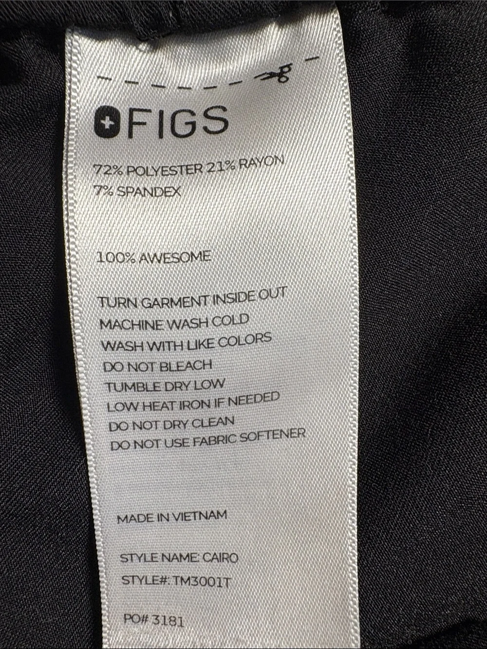 FIGS Men's Cairo Black TM3001T Straight Leg Scrub Pants size Large/Tall